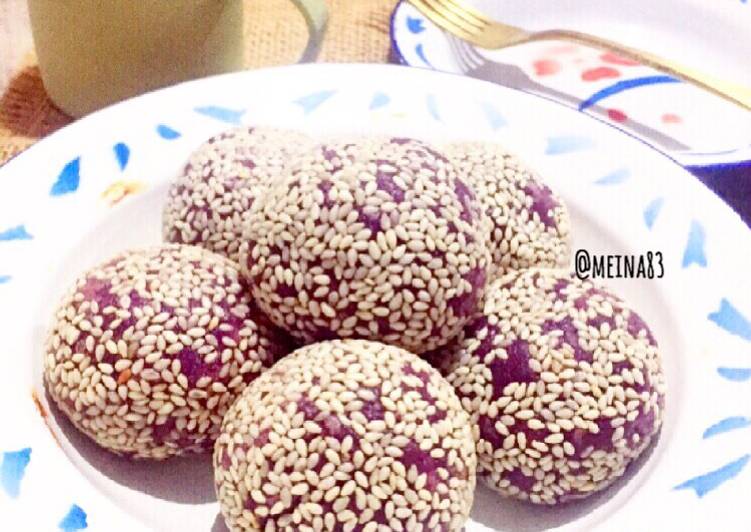 resep makanan Onde Ubi Ungu / Sesame Ball