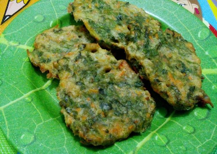 resep masakan Bakwan Bayam Teri Medan (u anak intoleran susu sapi)