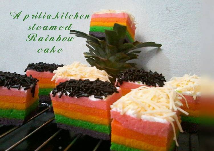 resep lengkap untuk Steamed Rainbow cake