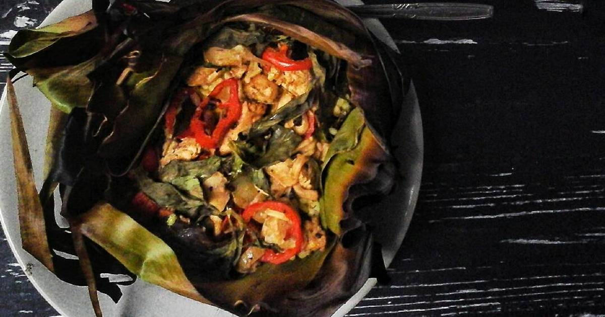 Resep Pepes Nasi Ayam Jamur Pedas ala Shepty Liestiowati