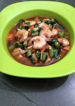 Tumis udang sayuran with saos tiram