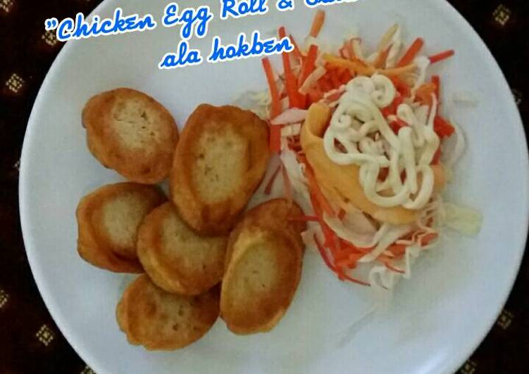 resep lengkap untuk Chicken Egg Roll & Salad ala Hokben