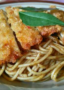 Spaghetti Curry With Chicken Katsu