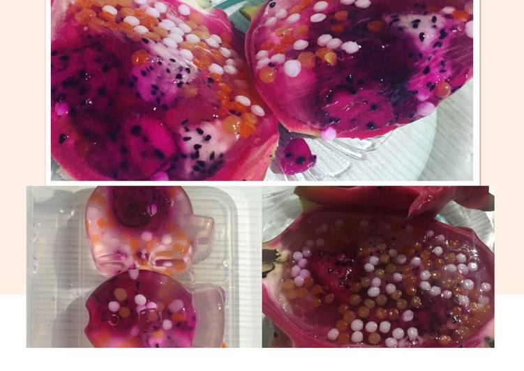 resep makanan Dragon Fruit Pearl Jelly