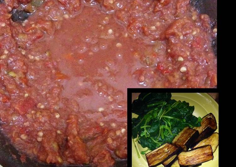 resep Sambel mentah (bayam rebus + terong goreng)