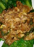 Pokcoy siram daging dan jamur kancing teriyaki