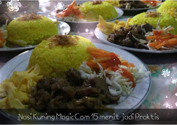 bahan dan cara membuat Beef Teriyaki ala Hokben & Nasi Kuning Praktis pake magic Com cocok utk bekal