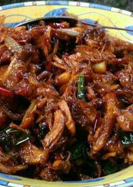 Daging ayam suir pedas manis