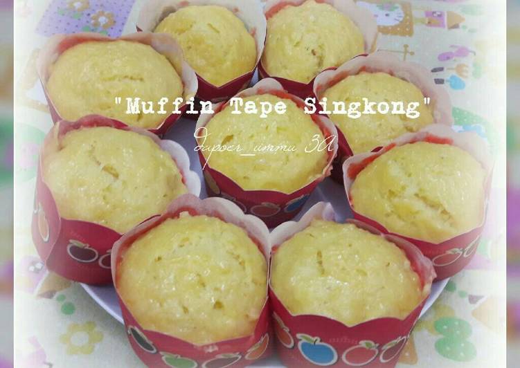 bahan dan cara membuat Muffin Tape Singkong(steamed)/Day5