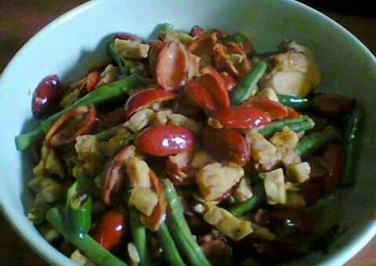 resep makanan Tumis kulit melinjo kacang panjang dan tempe