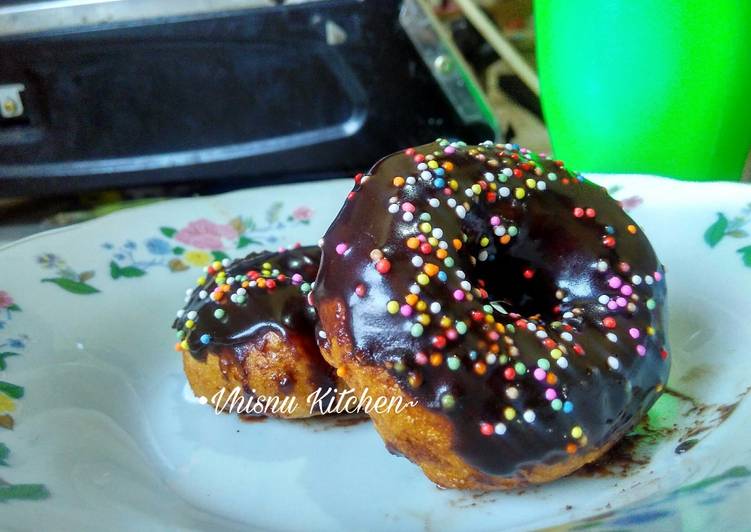 cara membuat Donat Choco Glaze (Eggless)