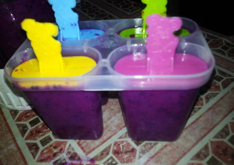 resep masakan Es Loli Buah Naga (DIY Popsicle)