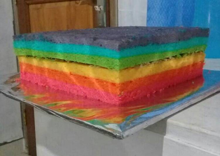 gambar untuk cara membuat Rainbow cake kukus