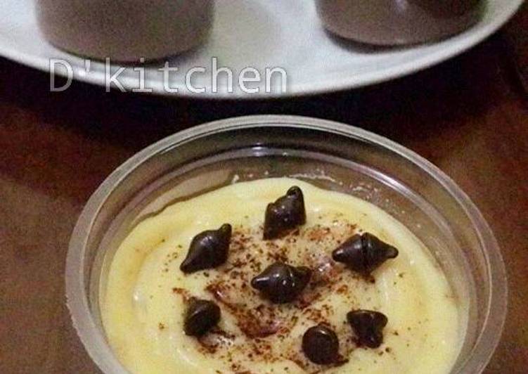 bahan dan cara membuat Cappucino Pudding with Milky Vanilla Vla