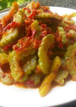 Pare tumis sambal pake udang kering giling