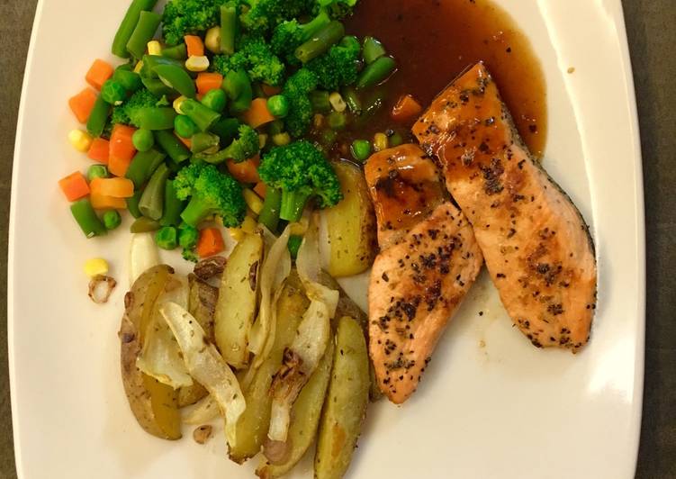 gambar untuk resep makanan Steak Salmon Saus Blackpep