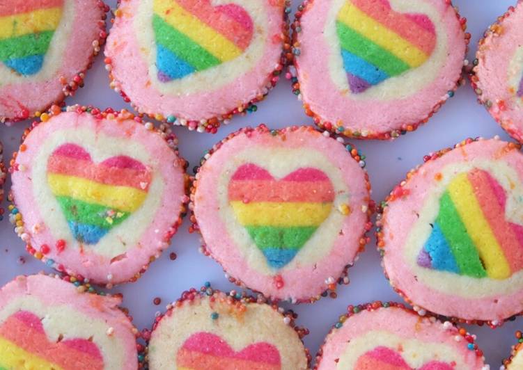 resep Rainbow Heart Cookies