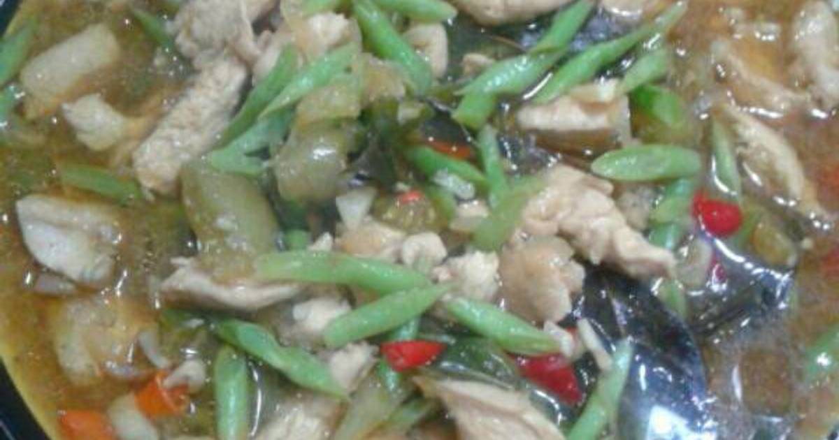 Resep Asem asem ayam buncis pedas ala Indri Darmayanti