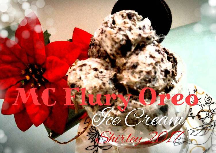 resep lengkap untuk MC flurry Oreo ice cream