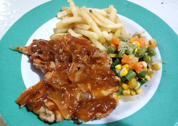 gambar untuk cara membuat Steak ayam saus barbeque