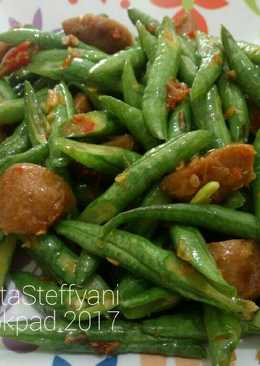 Tumis kacang panjang sehat bakso terasi pedas(cocok buat diet)