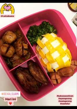 Bekal suami (nasi telur, bakso saos tiram, ayam&sosis goreng)