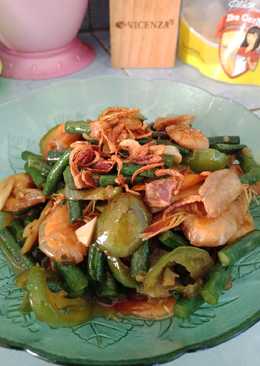 Tumis udang kacang panjang cengek hejo