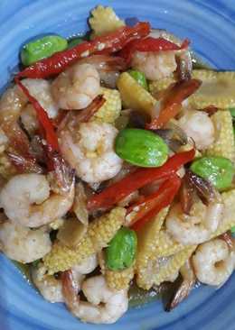 Tumis udang saus tiram