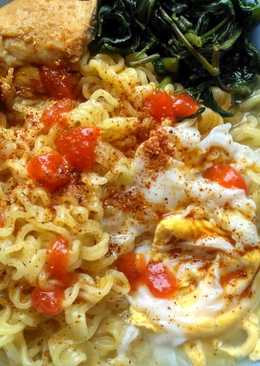 Mie rebus toping Ayam+kangkung