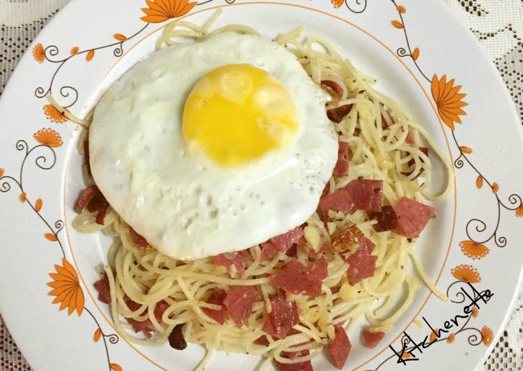 Resep Smoke Beef Spaghetti Aglio Olio Karya Nadia Kitchenette