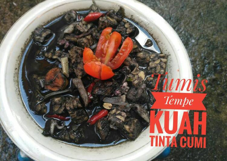 bahan dan cara membuat Tumis Tempe Kuah Tinta Cumi