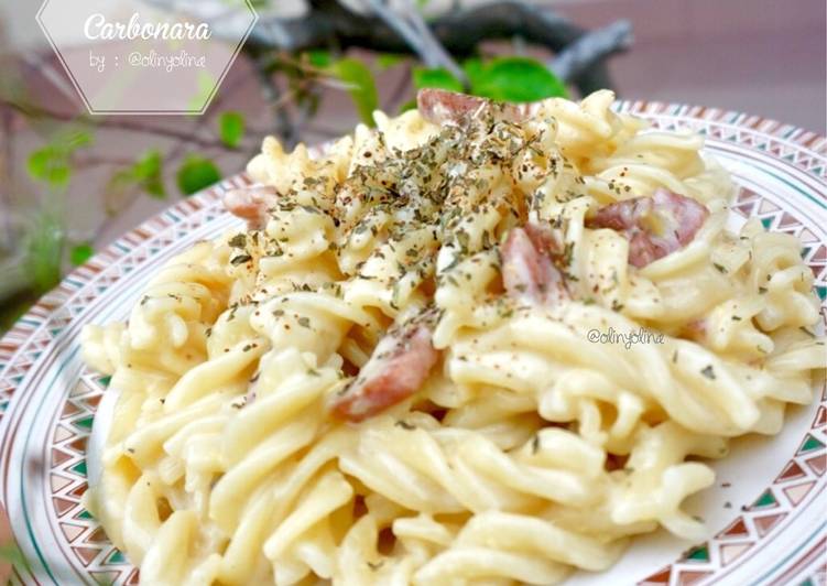 resep masakan Fusilli Carbonara (Pasta/Spaghetti)