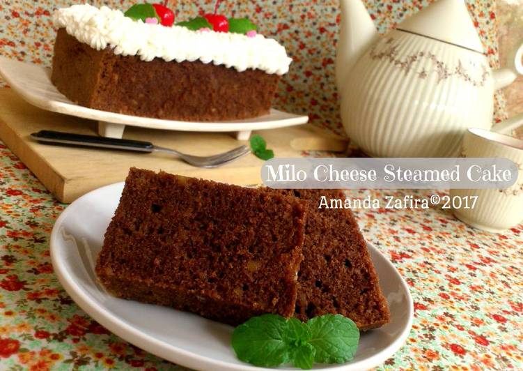 bahan dan cara membuat Milo Cheese Steamed cake (So Simple)