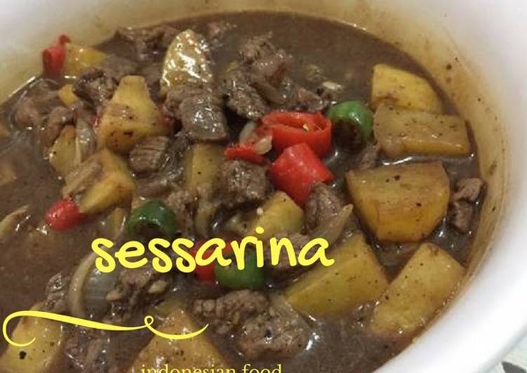 gambar untuk resep Daging Sapi Lada Hitam