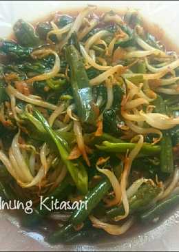 Tumis tauge kacang panjang kangkung