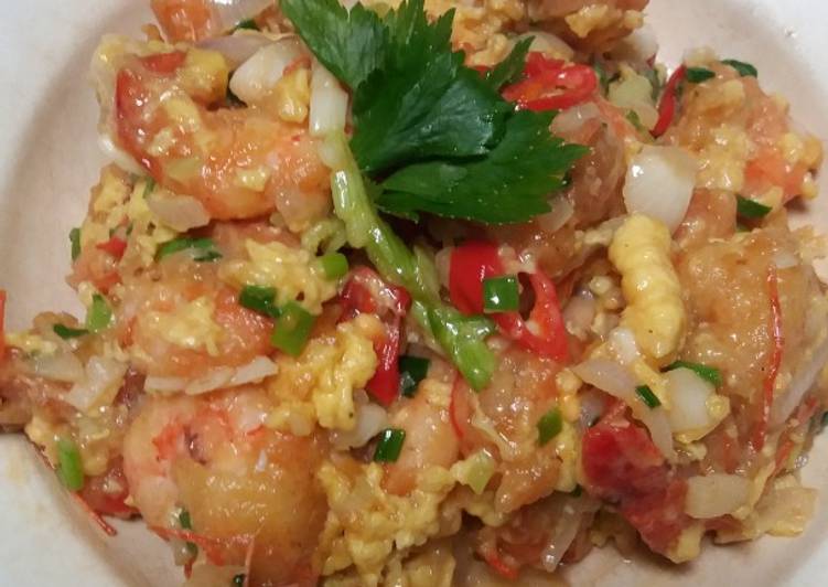 Resep Udang goreng saos telur asin.mantap ??