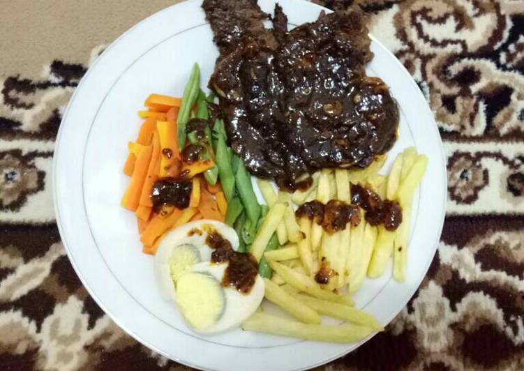 resep Beef steak bbq lada hitam home made by dyah yudistira