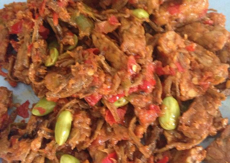 resep lengkap untuk Ikan teri Medan sambal tempe petai