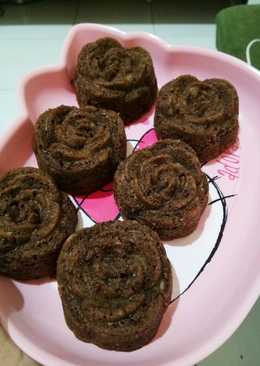 Bolu Kukus Mawar Pisang Coklat (Eggless, no mixer)