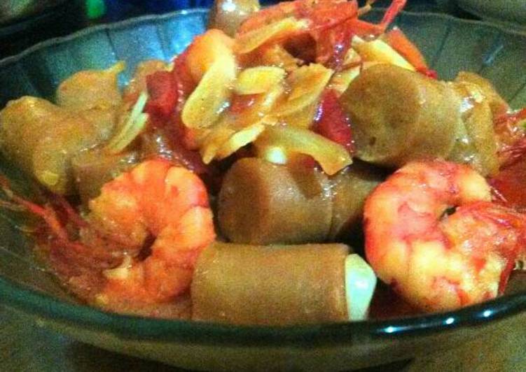 cara membuat Udang Sosis Saus Padang