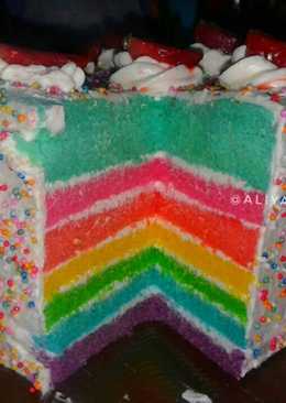 Rainbow cake kukus ny.liem super lembut