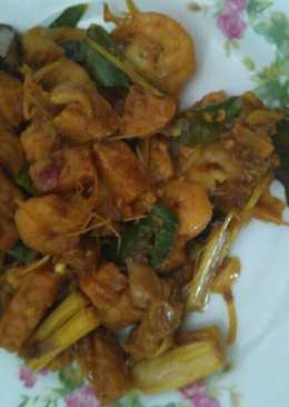 Tumis udang kecap tempe cabe ijo