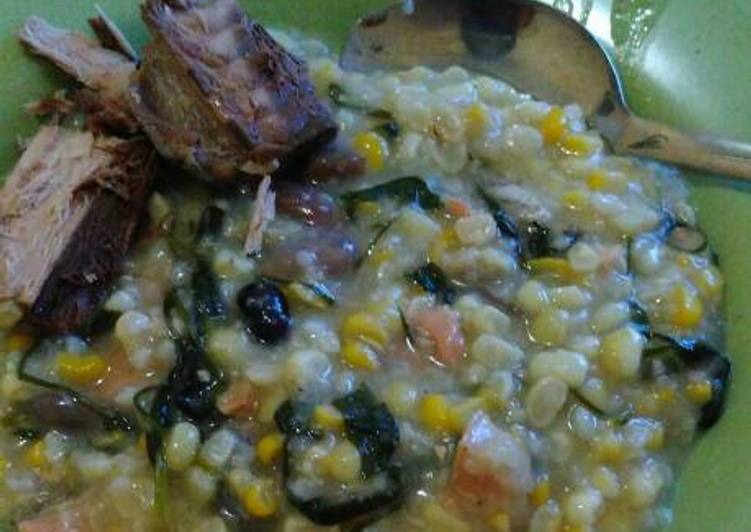 resep lengkap untuk Bubur jagung cakalang