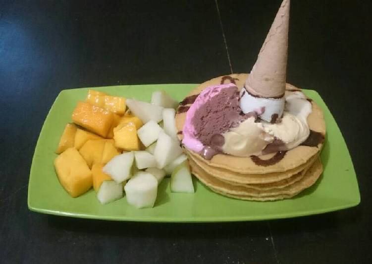 resep makanan Pancake ice cream buah