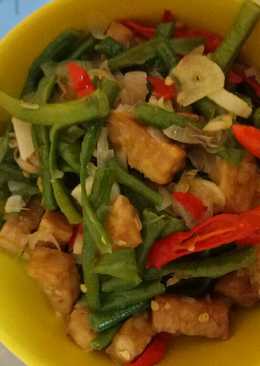 Oseng kacang panjang campur tempe