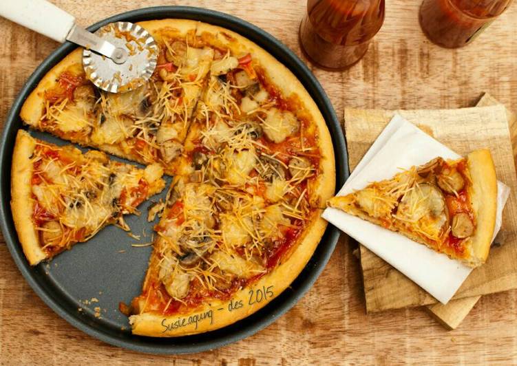 resep Pizza enak & mudah (no knead dough)