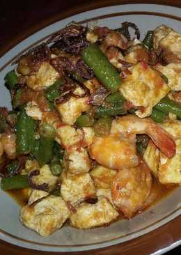 Tumis kacang panjang,udang,tahu