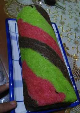 Roll Cake Rainbow tanpa pengembang