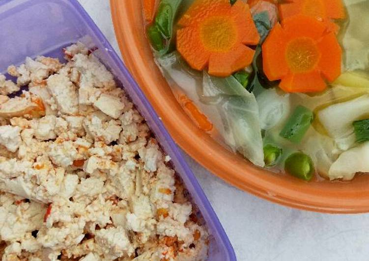 bahan dan cara membuat Bekal makan siang - sop sambal tahu (diet)