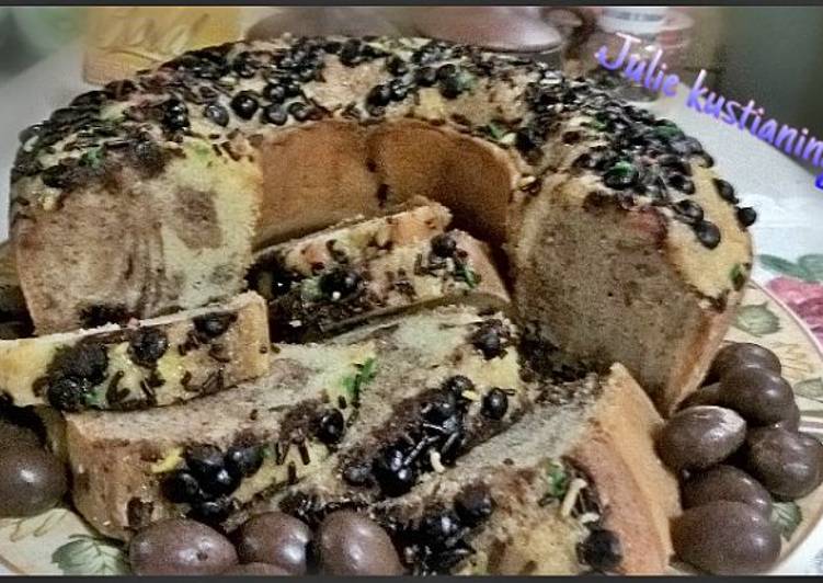 bahan dan cara membuat Bolu Panggang Nutrijel Plain tabur Choco chip